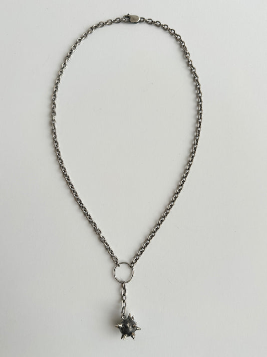 Blackened Morning Star on silver chain 45cm